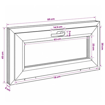 Basement Window Internal Colour White RISOR 85 x 45 cm