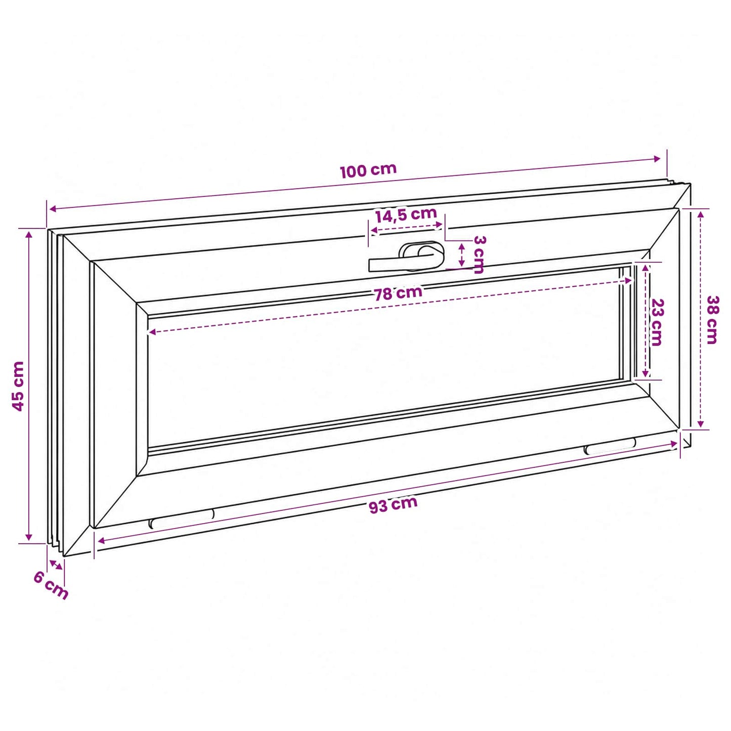Basement Window Internal Colour White RISOR 100 x 45 cm