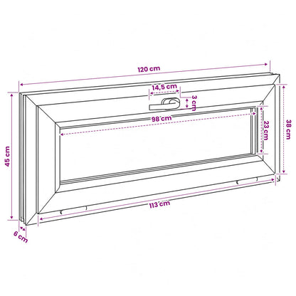 Basement Window Internal Colour White RISOR 120 x 45 cm