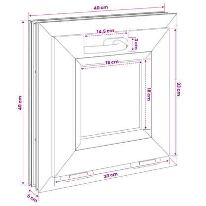 Basement Window Internal Colour White RISOR 40 x 40 cm