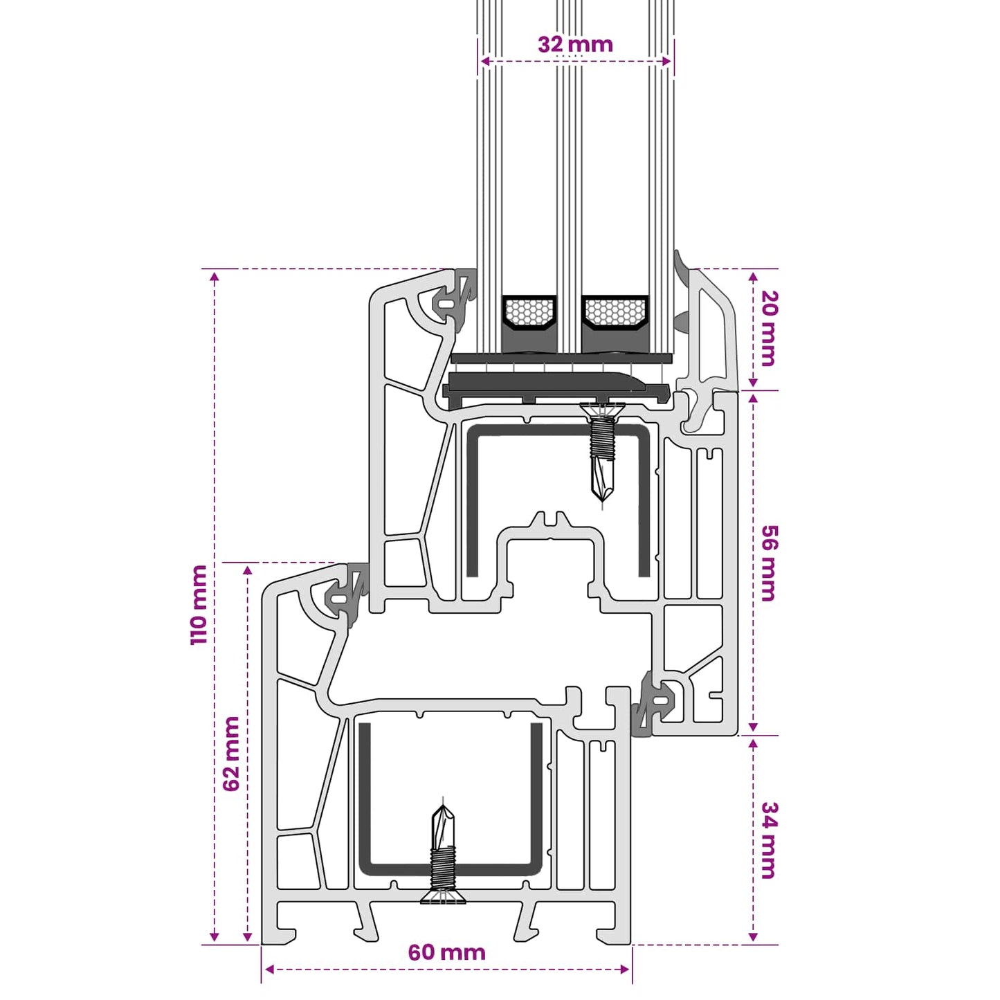 Tilt Basement Window RISOR 40 x 40 cm PVC and Clear Plain Glass