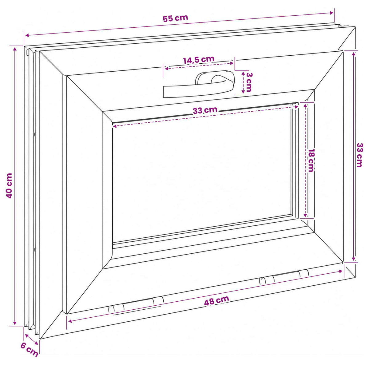 Basement Window Internal Colour White RISOR 55 x 40 cm
