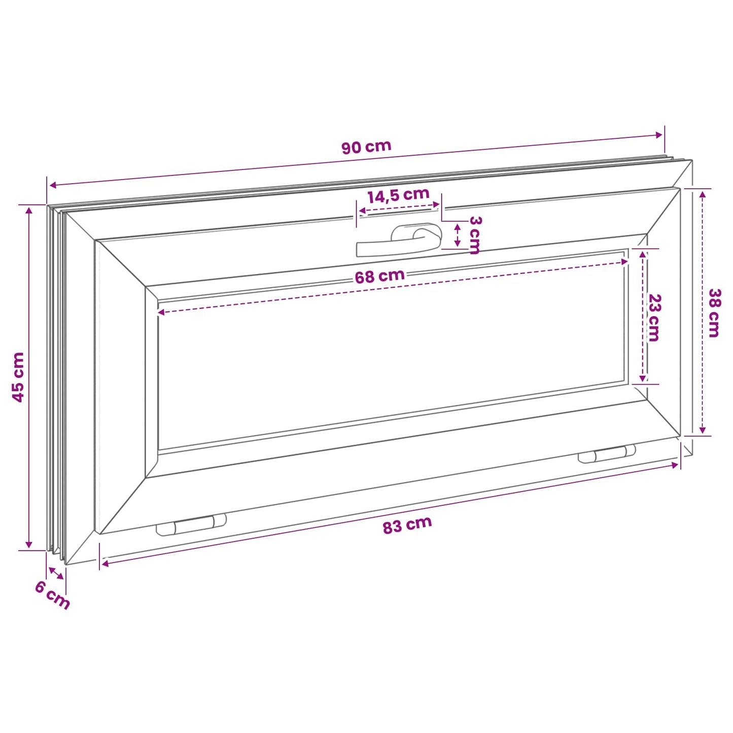 Basement Window Internal Colour White RISOR 90 x 45 cm