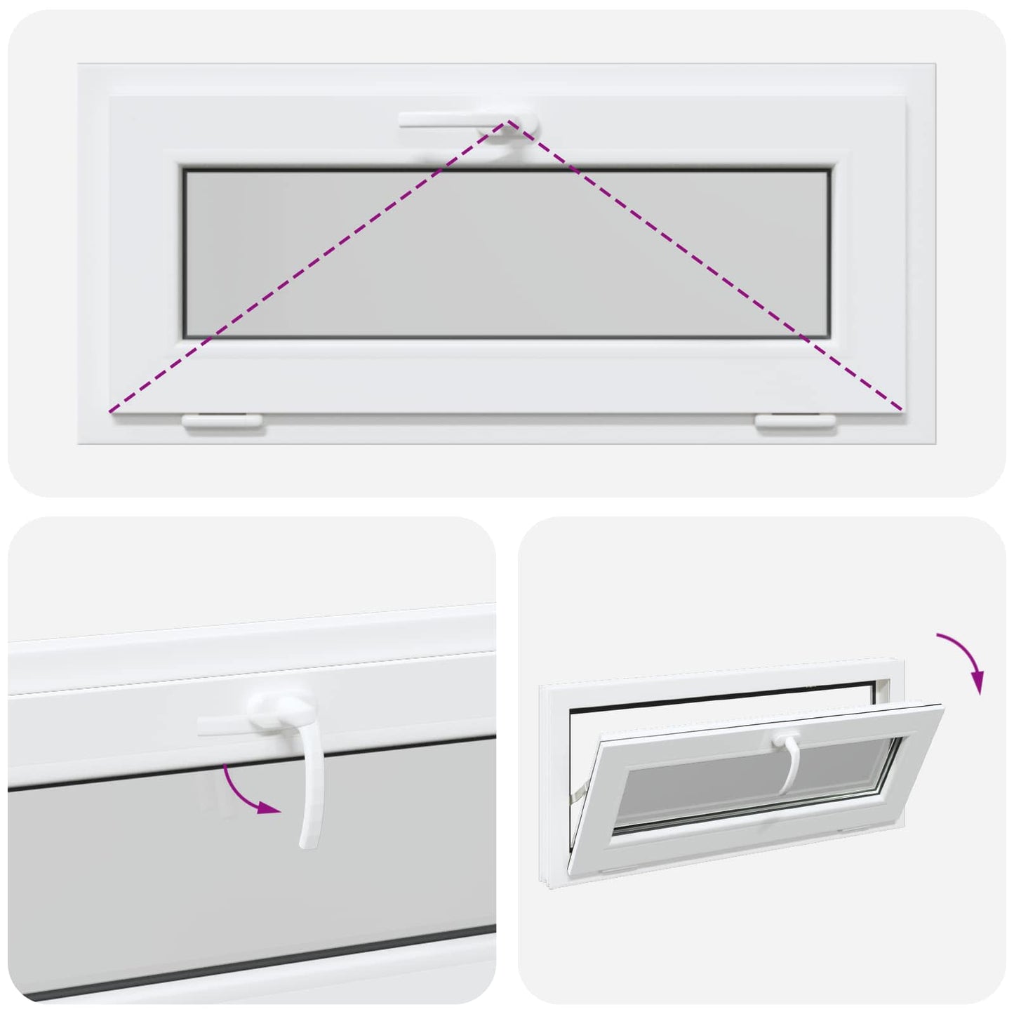 Tilt Basement Window RISOR 95 x 45 cm PVC and Clear Plain Glass
