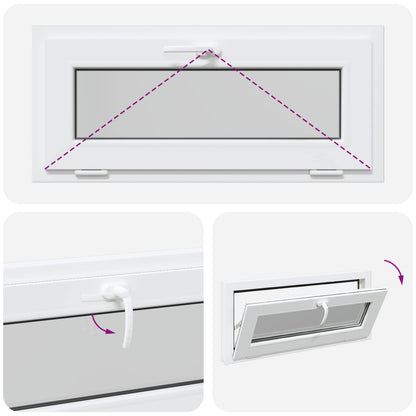 Tilt Basement Window RISOR 95 x 45 cm PVC and Clear Plain Glass
