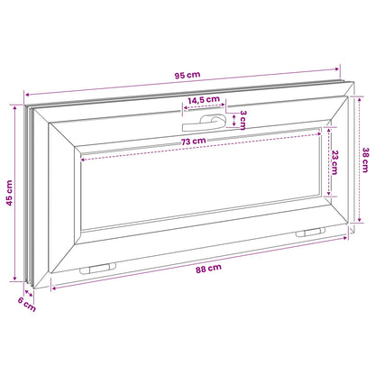 Tilt Basement Window RISOR 95 x 45 cm PVC and Clear Plain Glass