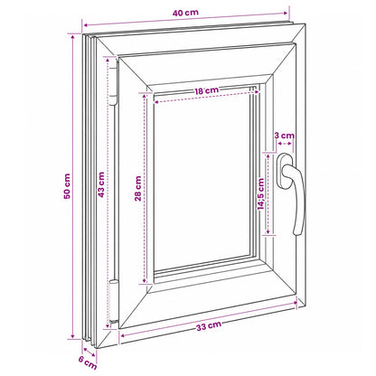 Basement Window Internal Colour White RISOR 40 x 50 cm