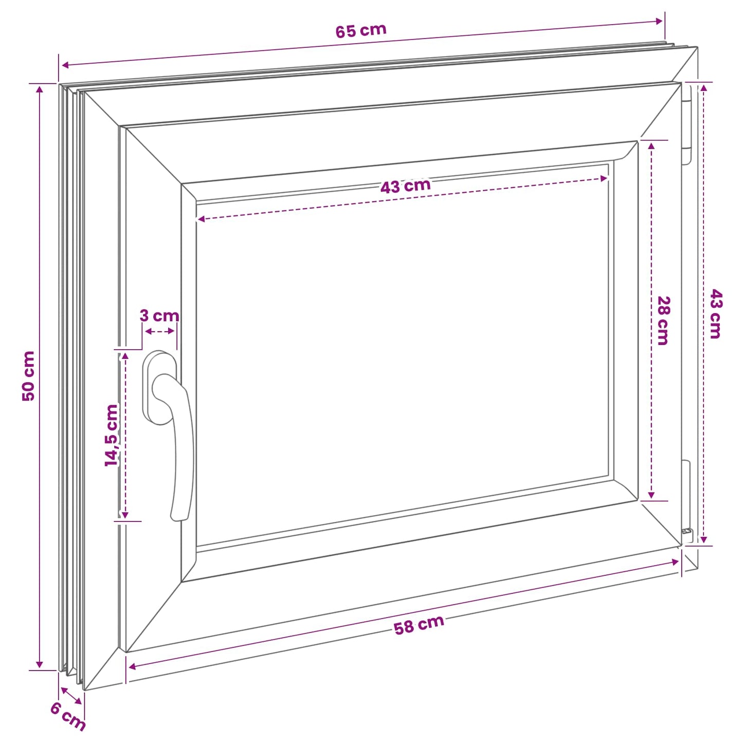 Basement Window RISOR 65 x 50 cm PVC and Glass
