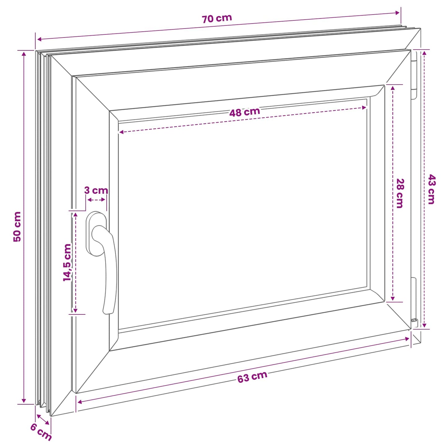 Basement Window RISOR 70 x 50 cm PVC and Glass
