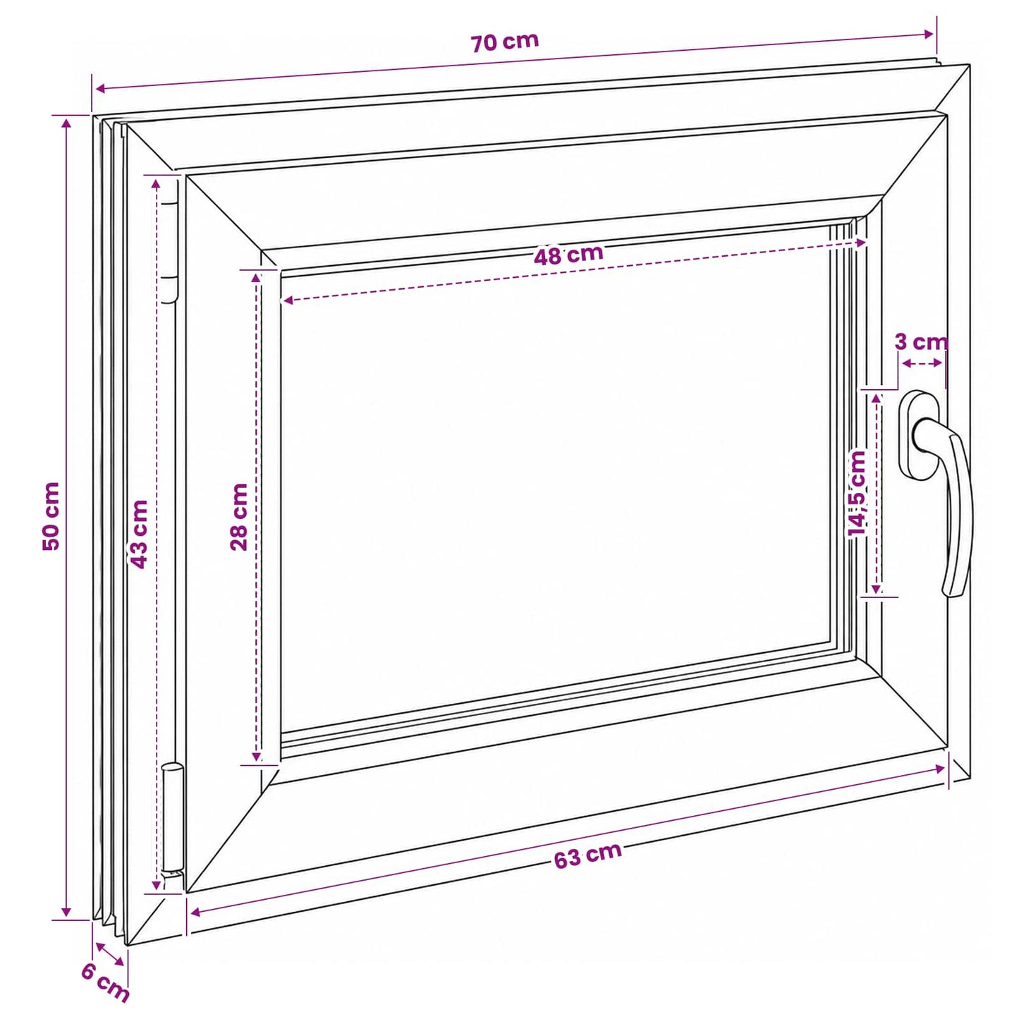 Basement Window RISOR 70 x 50 cm PVC and Glass