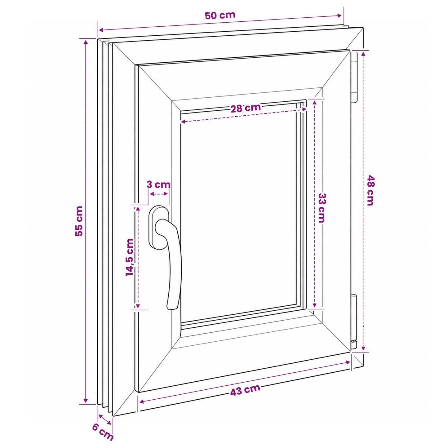 Basement Window RISOR 50 x 55 cm PVC and Glass