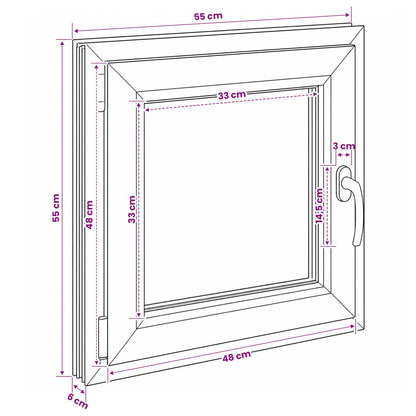 Basement Window RISOR 55 x 55 cm PVC and Glass