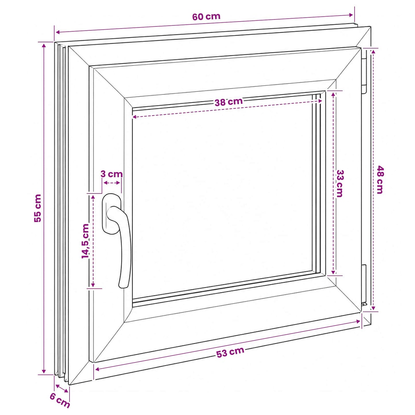 Basement Window RISOR 60 x 55 cm PVC and Glass