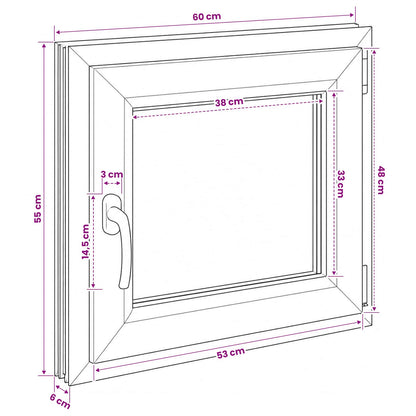Basement Window RISOR 60 x 55 cm PVC and Glass