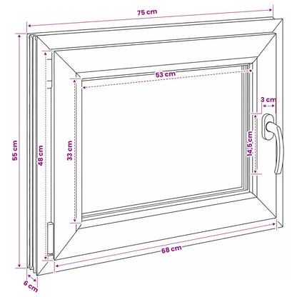 Basement Window Internal Colour White RISOR 75 x 55 cm