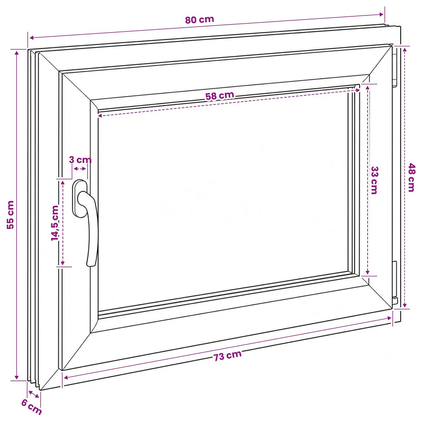 Basement Window RISOR 80 x 55 cm PVC and Glass