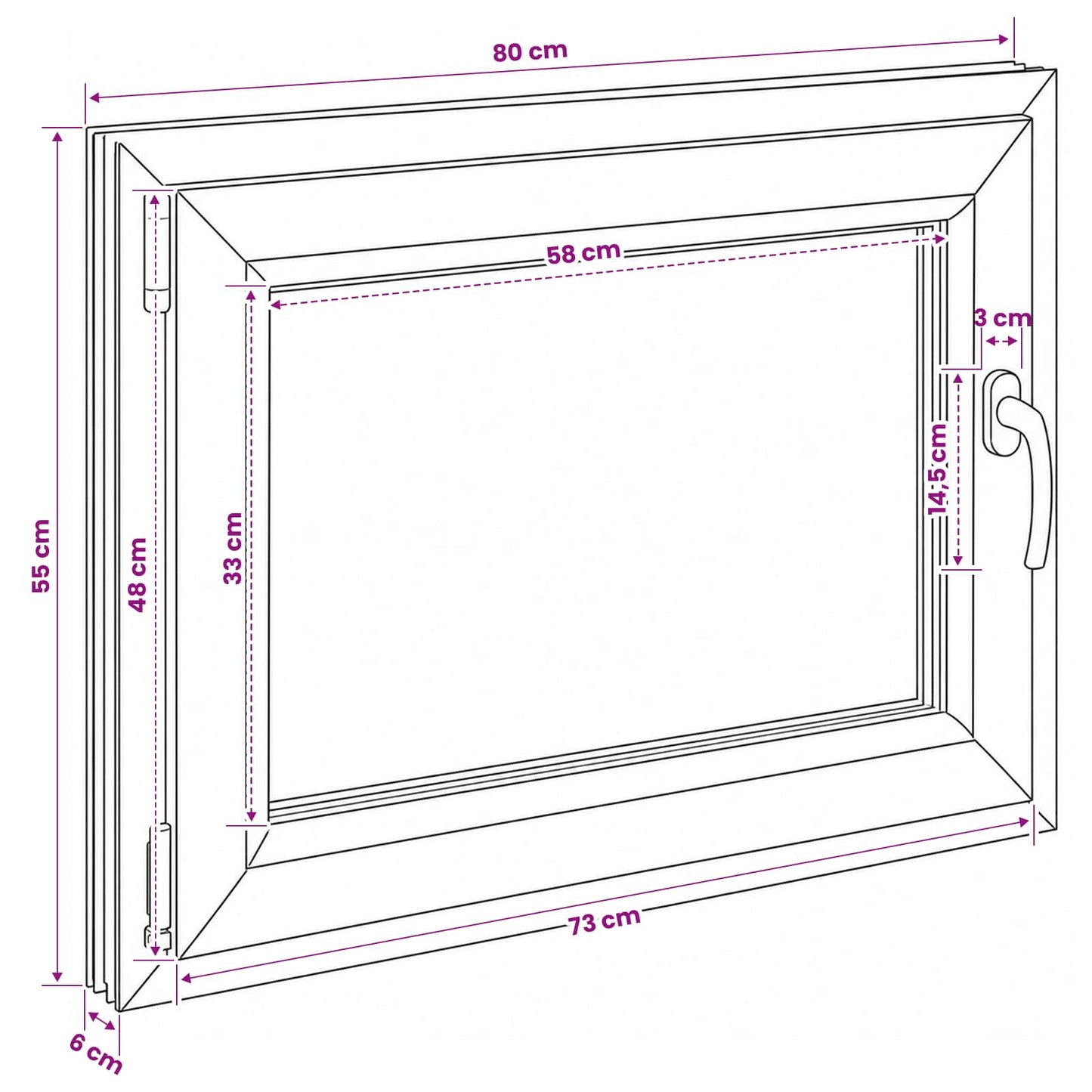 Basement Window RISOR 80 x 55 cm PVC and Glass