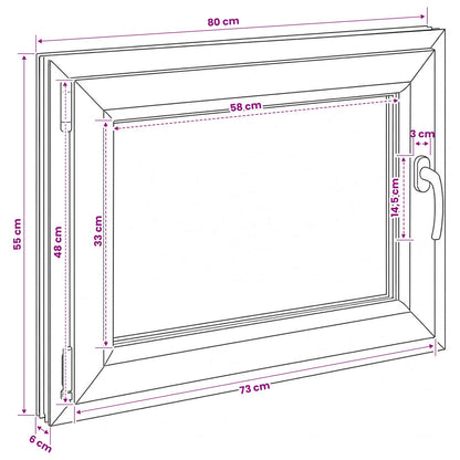 Basement Window RISOR 80 x 55 cm PVC and Glass