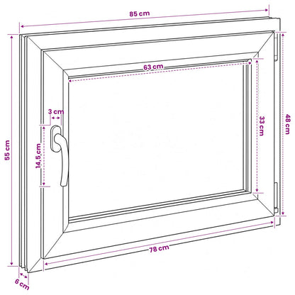 Basement Window Internal Colour White RISOR 85 x 55 cm