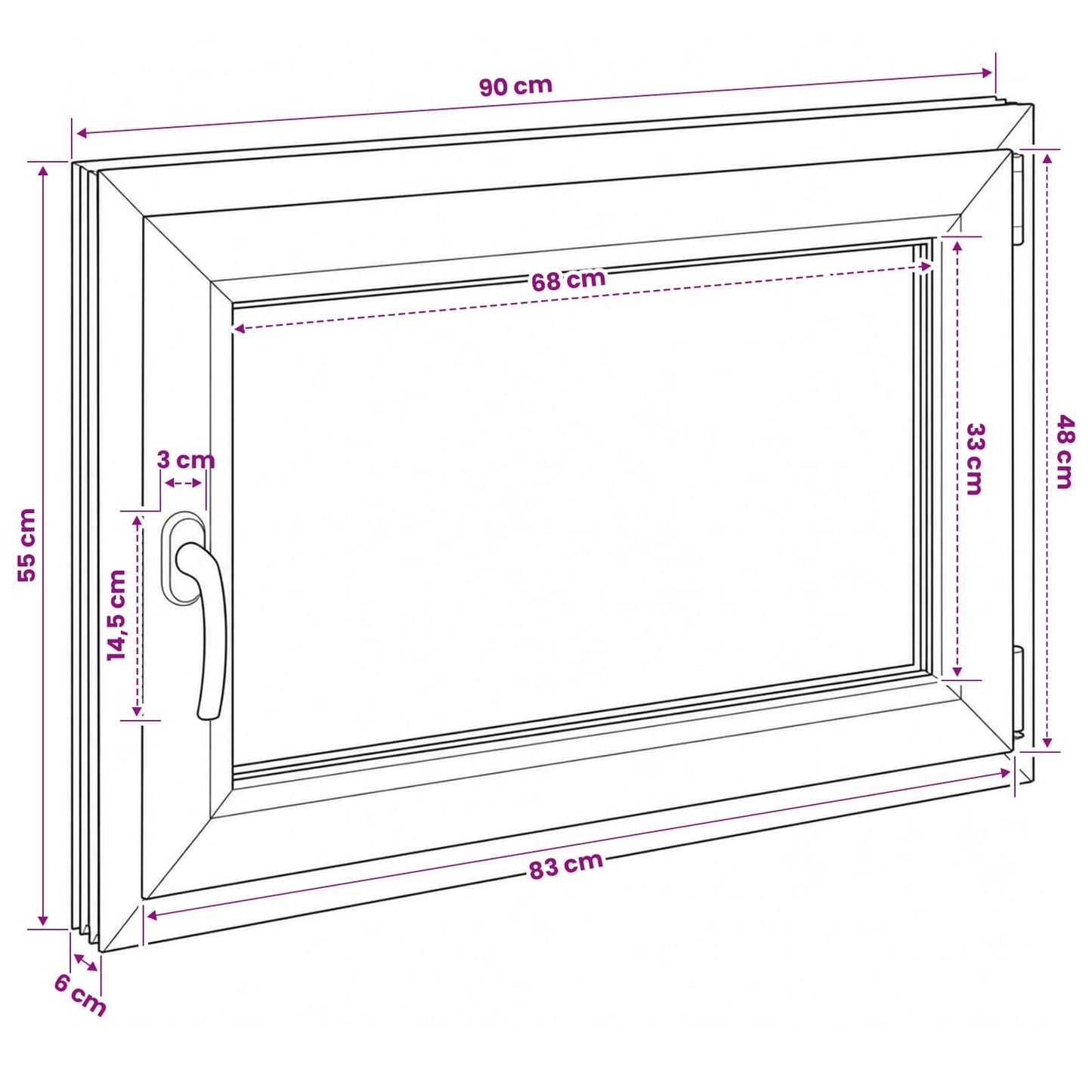 Basement Window RISOR 90 x 55 cm PVC and Glass