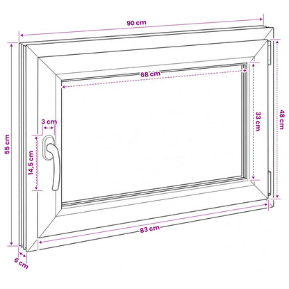 Basement Window RISOR 90 x 55 cm PVC and Glass