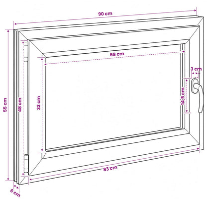 Basement Window RISOR 90 x 55 cm PVC and Glass