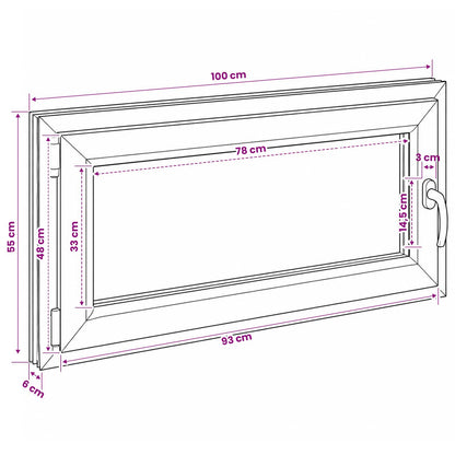 Basement Window Internal Colour White RISOR 100 x 55 cm