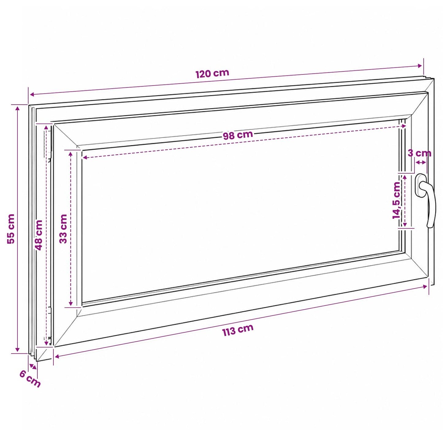Basement Window RISOR 120 x 55 cm PVC and Glass
