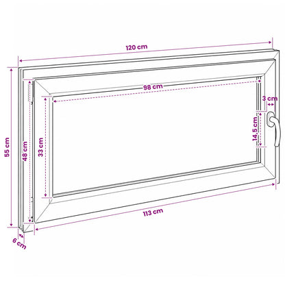 Basement Window RISOR 120 x 55 cm PVC and Glass