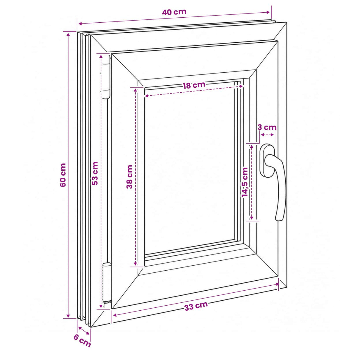 Basement Window Internal Colour White RISOR 40 x 60 cm