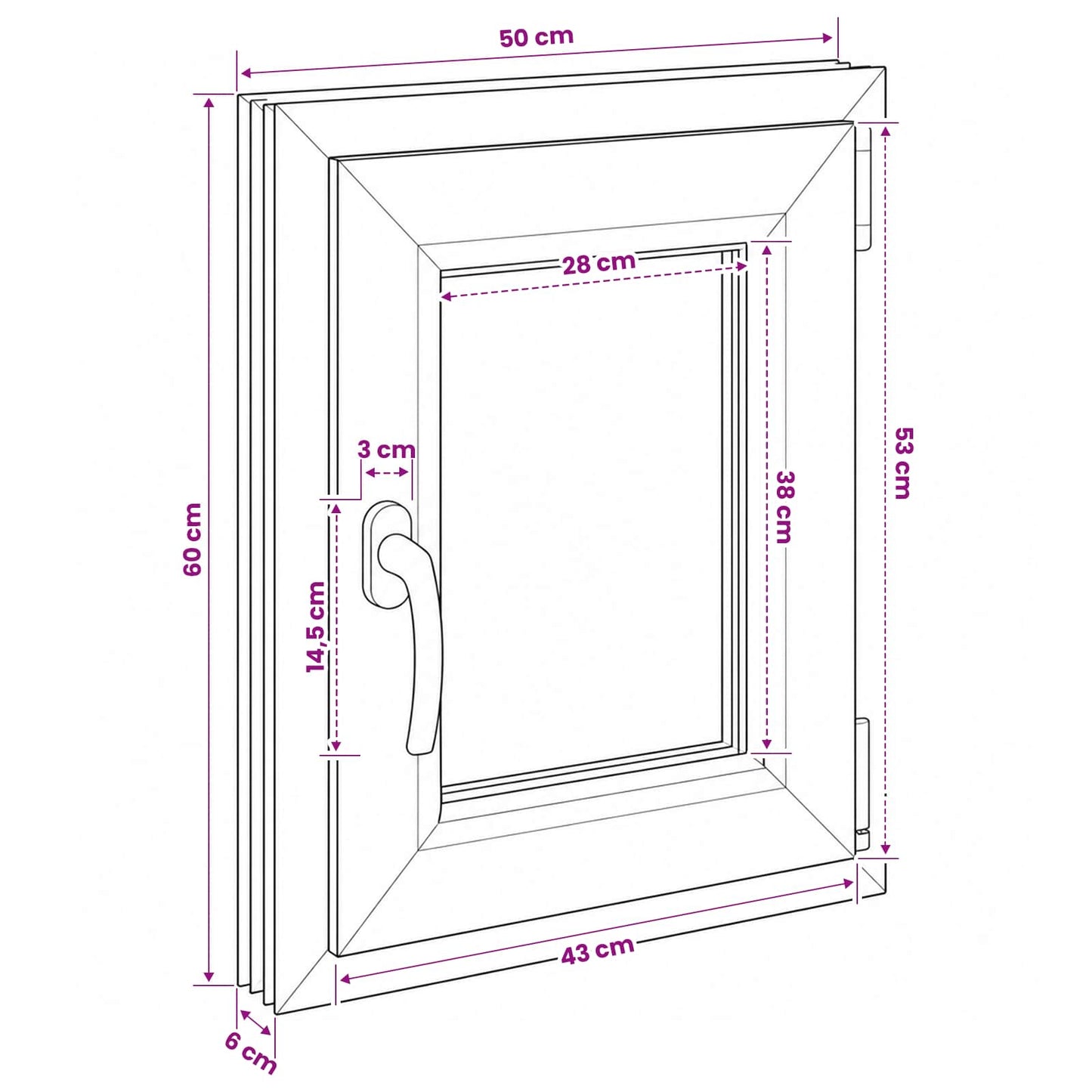 Basement Window RISOR 50 x 60 cm PVC and Glass
