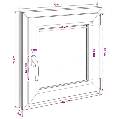 Basement Window RISOR 70 x 70 cm PVC and Glass