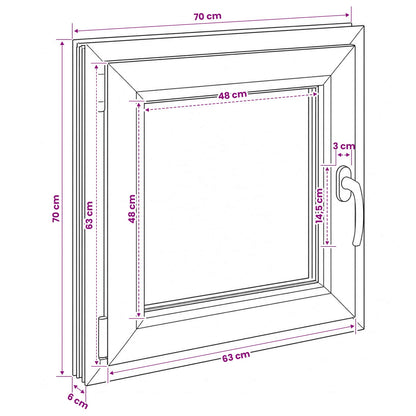 Basement Window Internal Colour White RISOR 70 x 70 cm