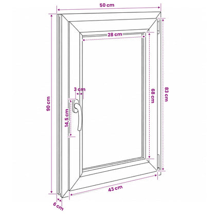 Basement Window Internal Colour White RISOR 50 x 90 cm