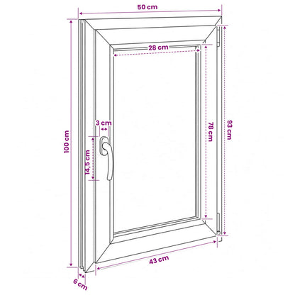 Basement Window Internal Colour White RISOR 50 x 100 cm