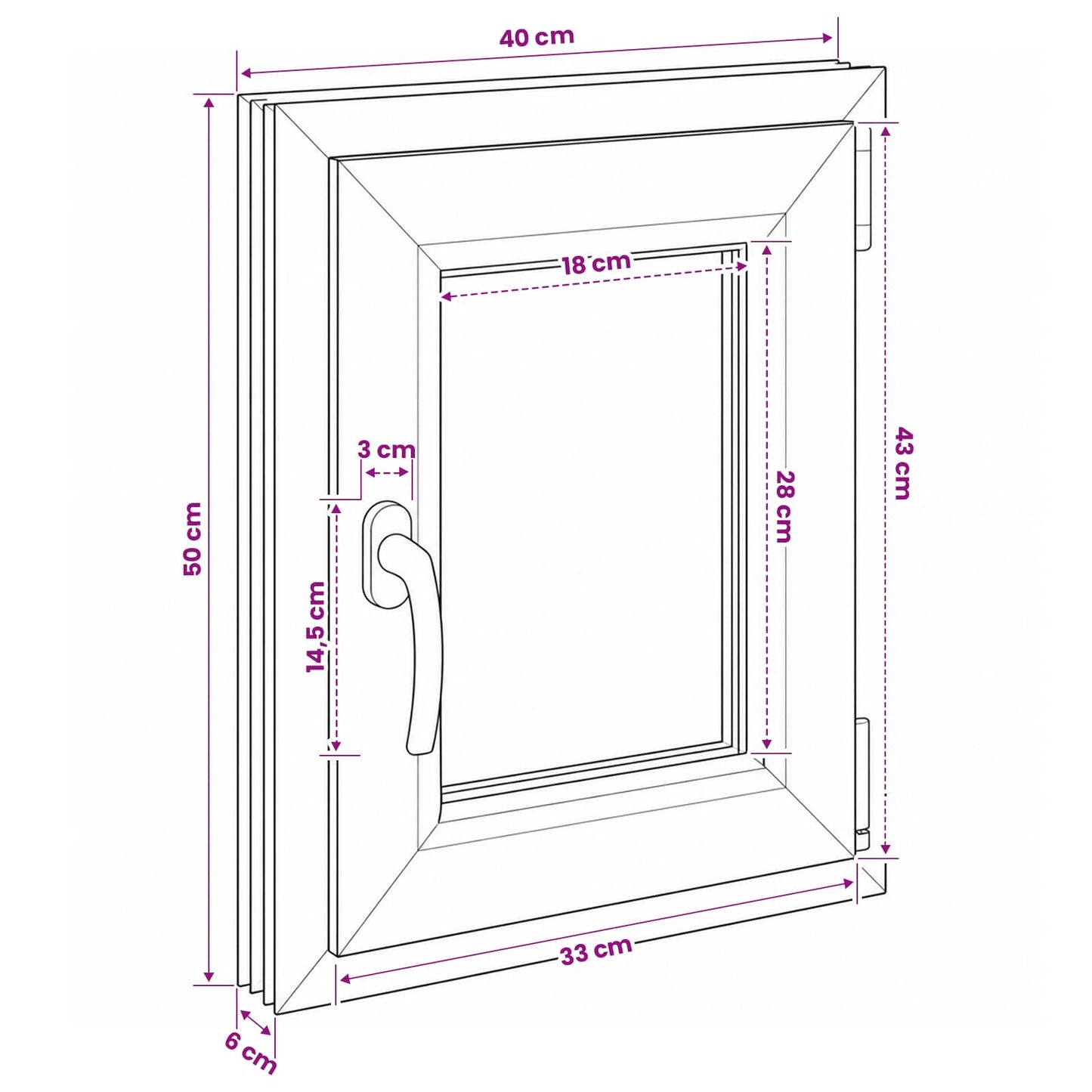 Basement Window Internal Colour White RISOR 40 x 50 cm