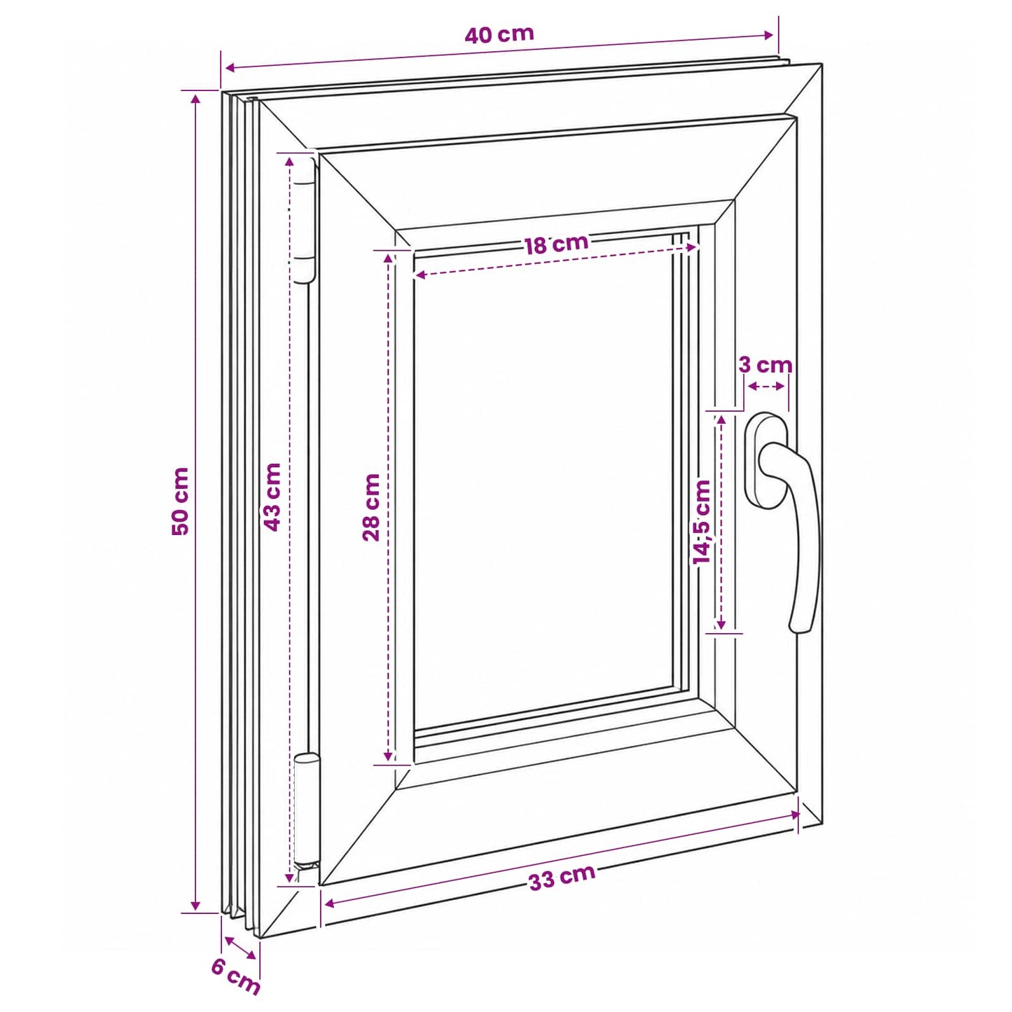 Basement Window Internal Colour White RISOR 40 x 50 cm