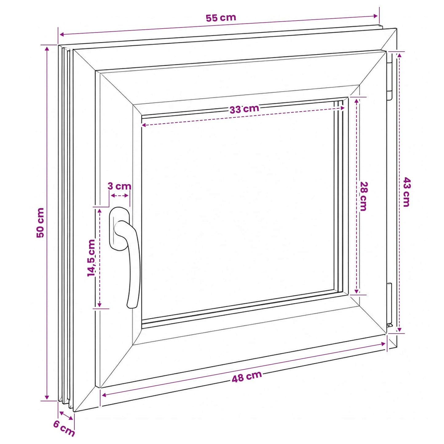 Basement Window RISOR 55 x 50 cm PVC and Glass