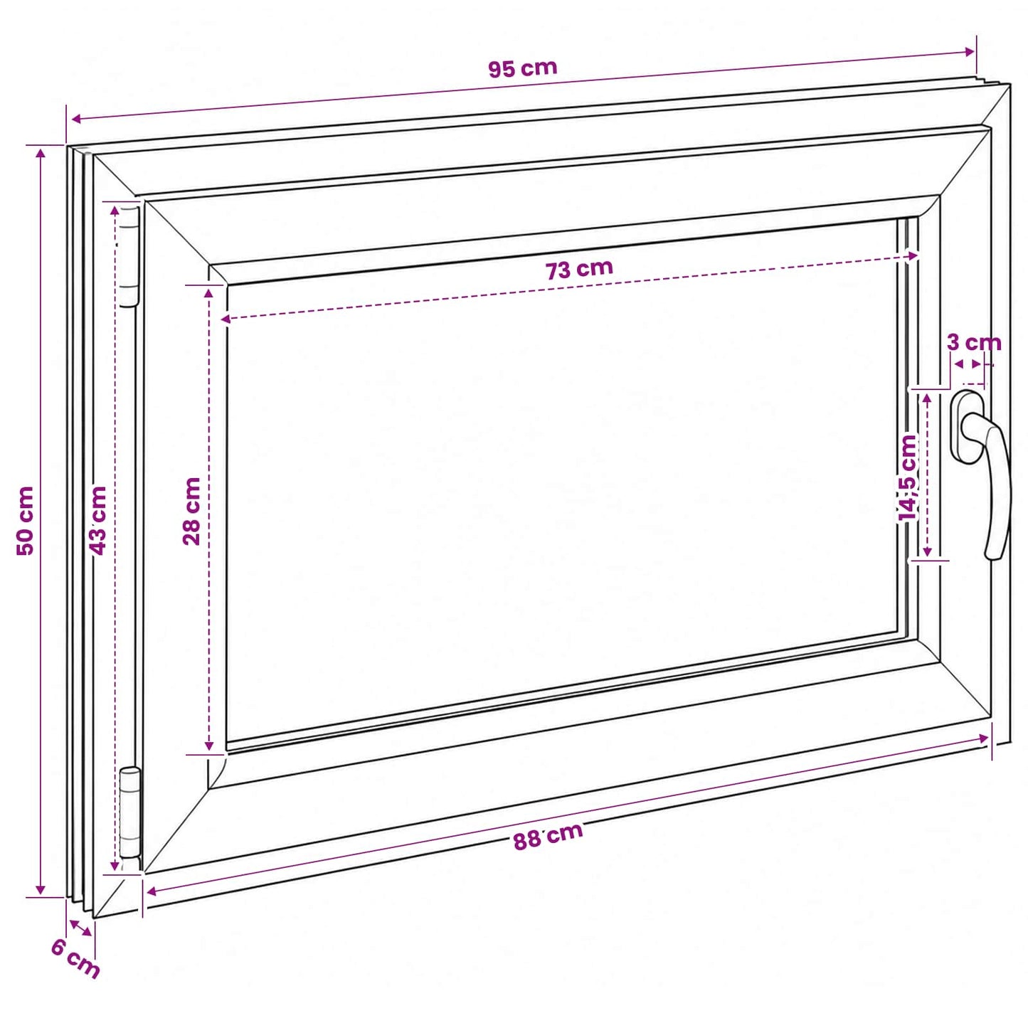 Basement Window RISOR 95 x 50 cm PVC and Glass