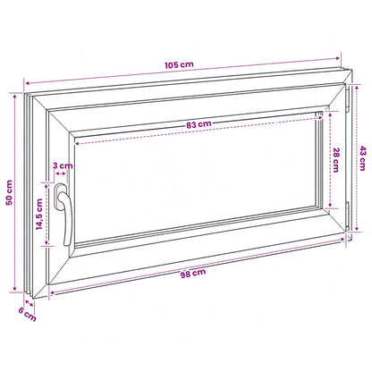 Basement Window Internal Colour White RISOR 105 x 50 cm