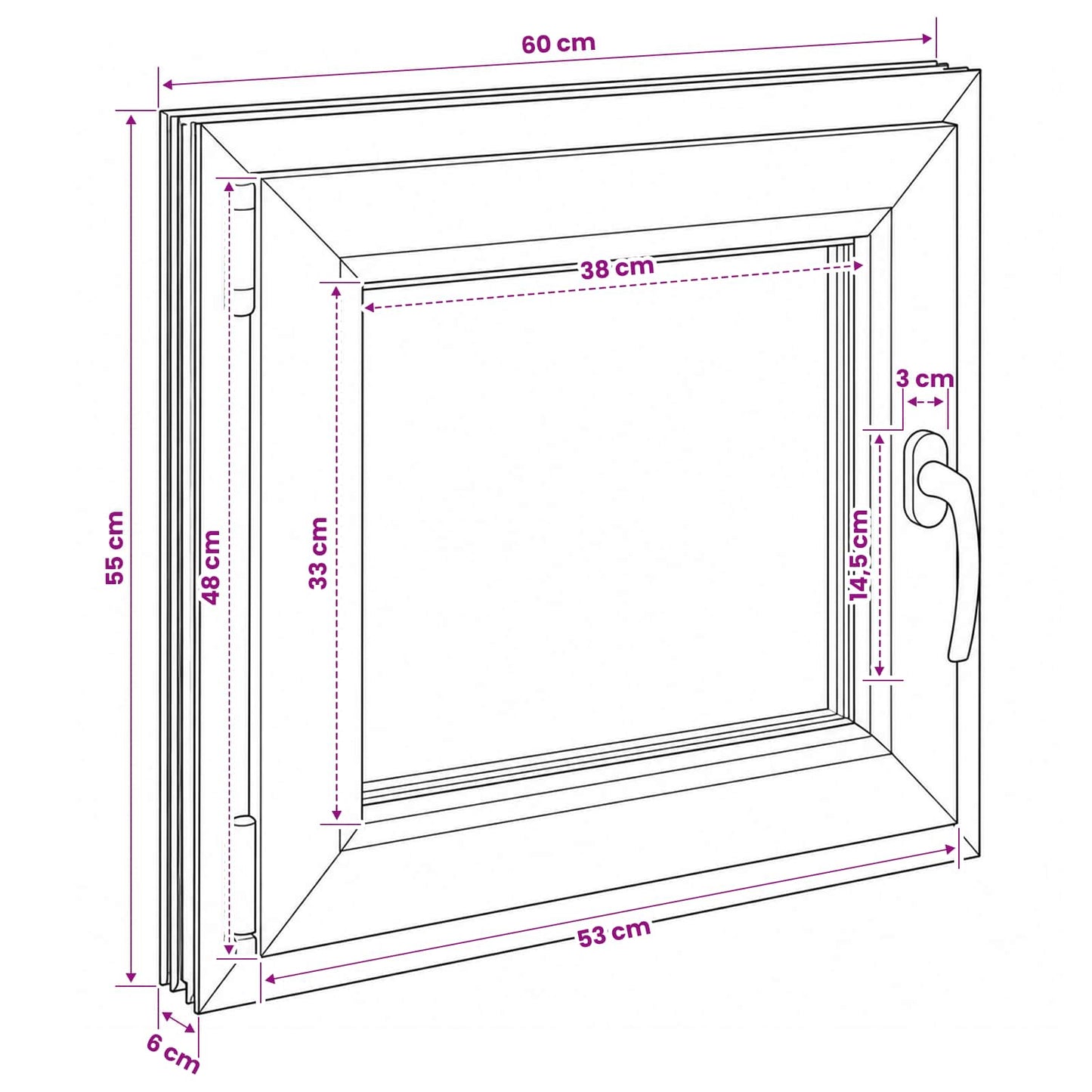 Basement Window RISOR 60 x 55 cm PVC and Glass