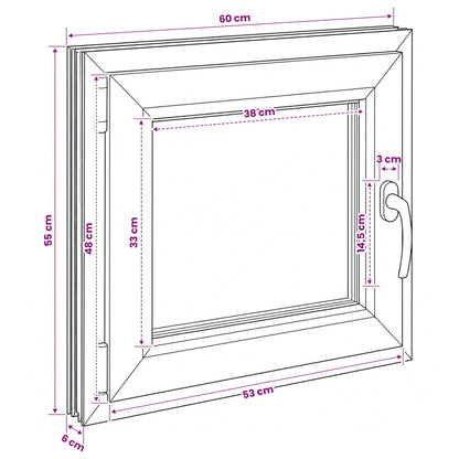 Basement Window RISOR 60 x 55 cm PVC and Glass