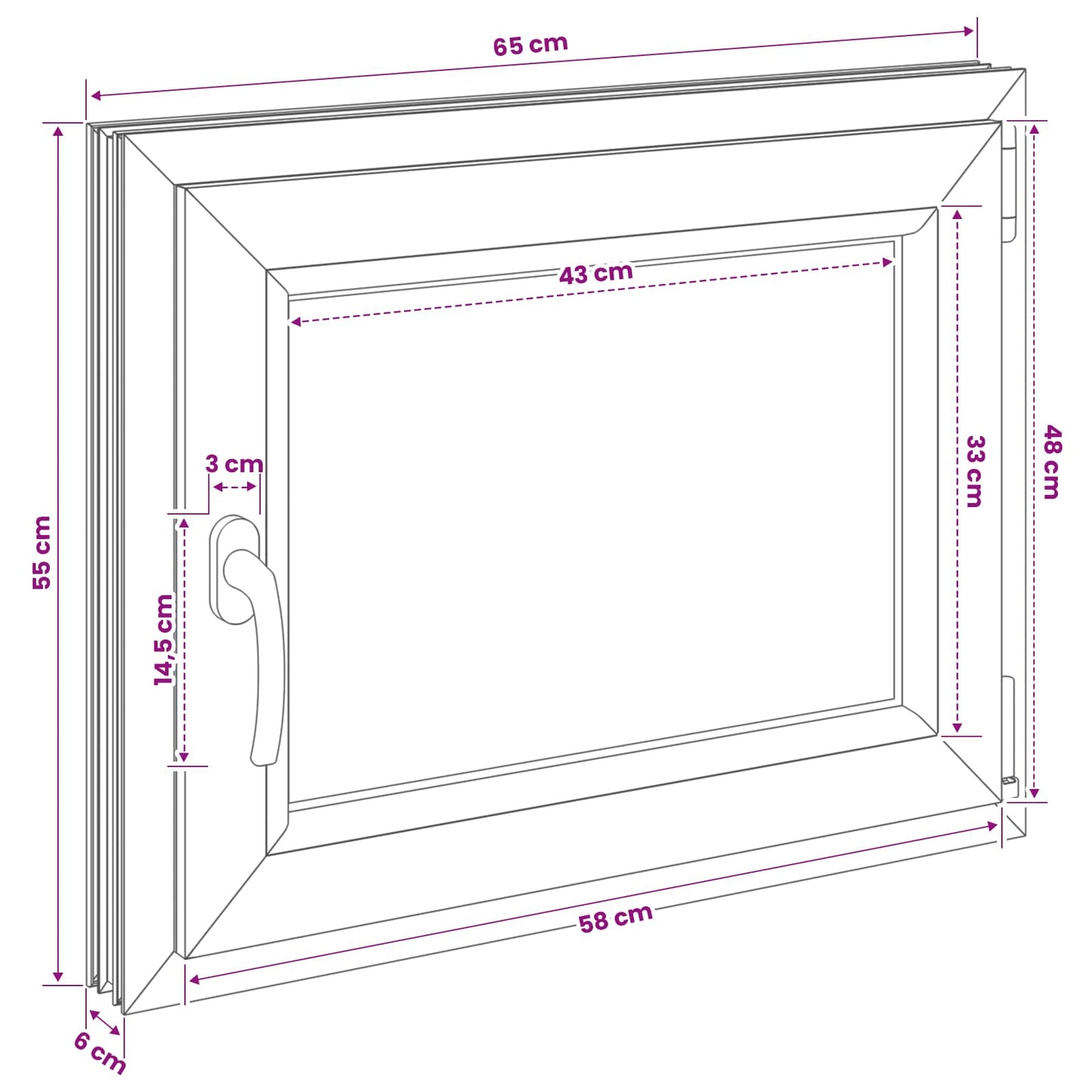 Basement Window RISOR 65 x 55 cm PVC and Glass