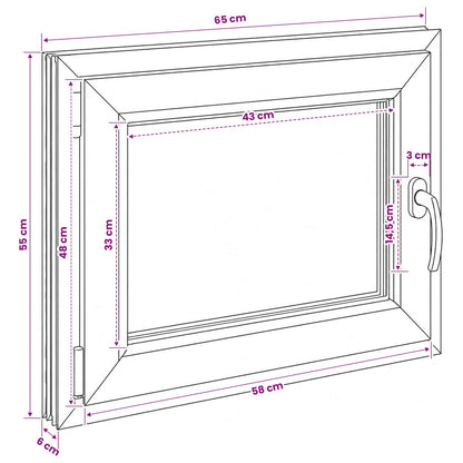 Basement Window RISOR 65 x 55 cm PVC and Glass