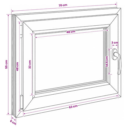 Basement Window RISOR 70 x 55 cm PVC and Glass