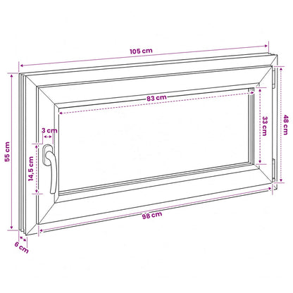 Basement Window Internal Colour White RISOR 105 x 55 cm