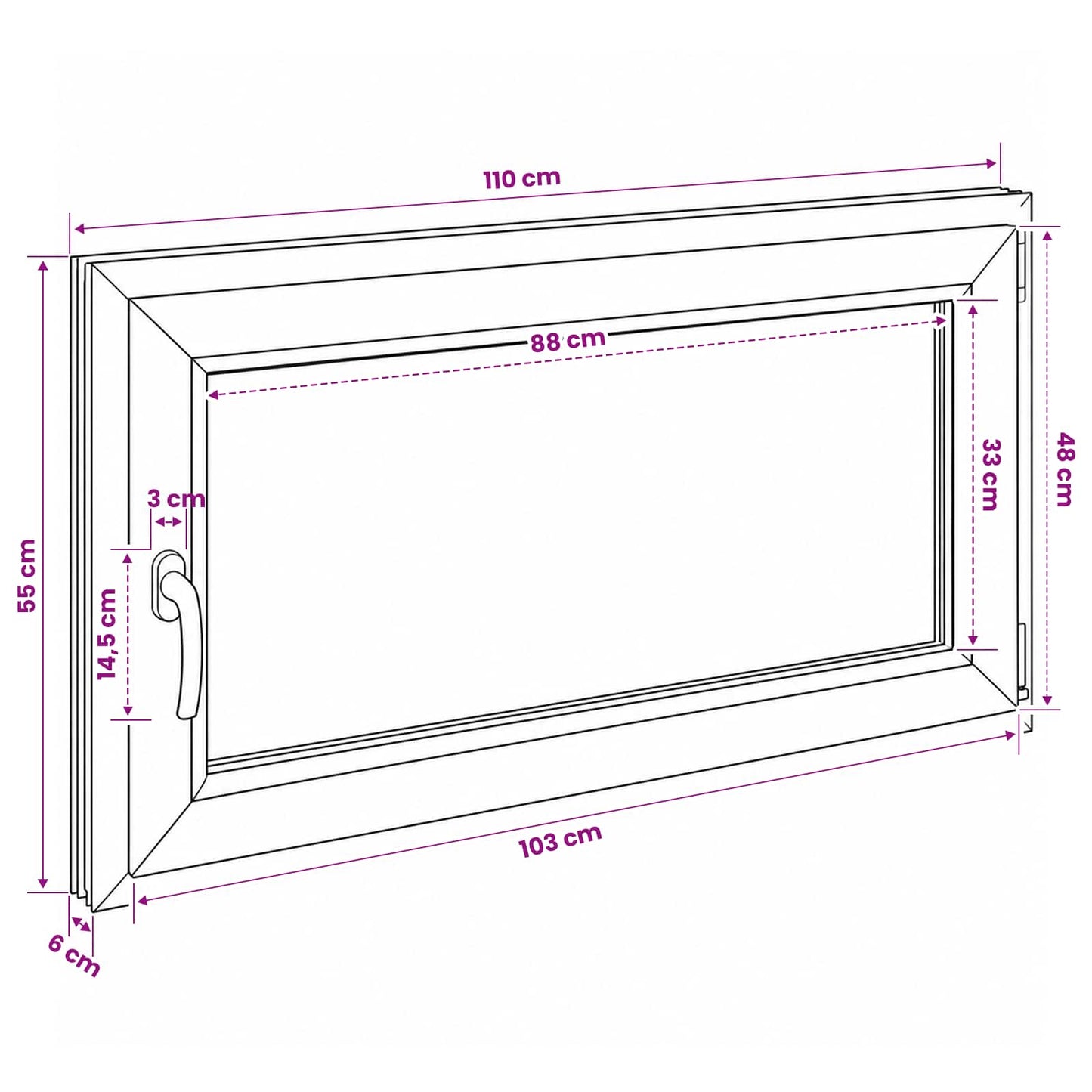 Basement Window RISOR 110 x 55 cm PVC and Glass