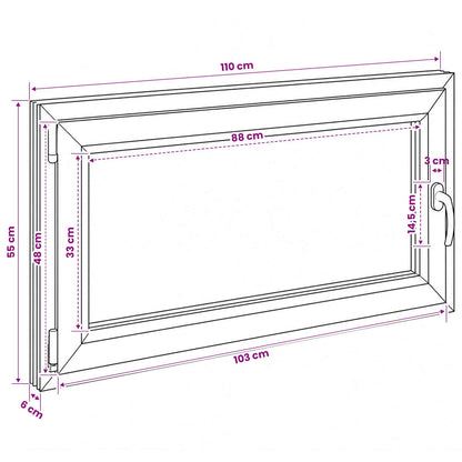 Basement Window RISOR 110 x 55 cm PVC and Glass