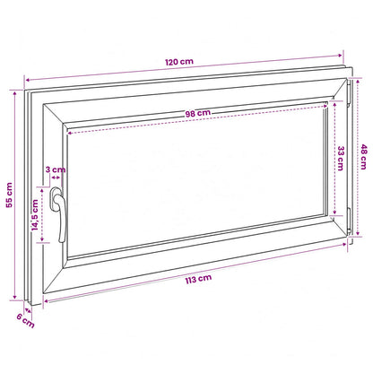 Basement Window RISOR 120 x 55 cm PVC and Glass