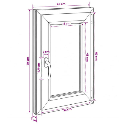 Basement Window Internal Colour White RISOR 40 x 70 cm